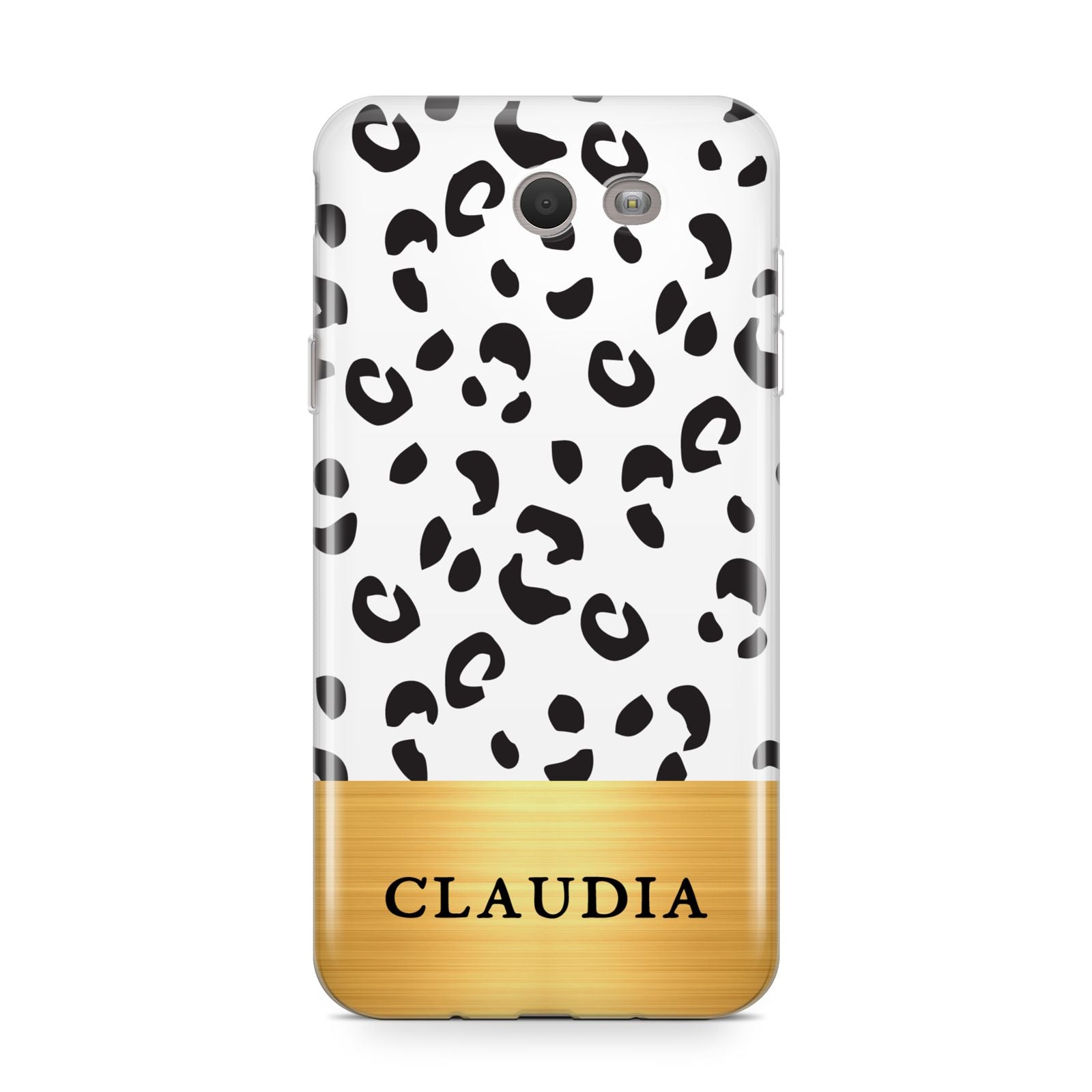 Personalised Animal Print Gold With Name Samsung Galaxy J7 2017 Case