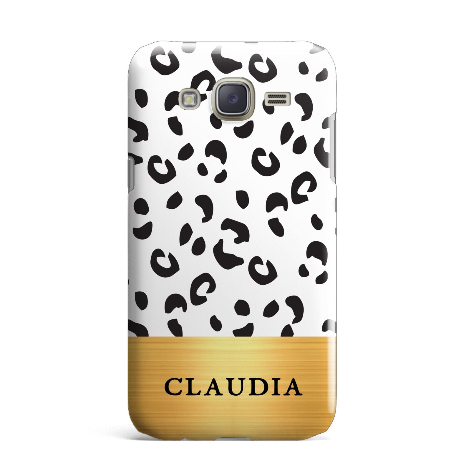 Personalised Animal Print Gold With Name Samsung Galaxy J7 Case