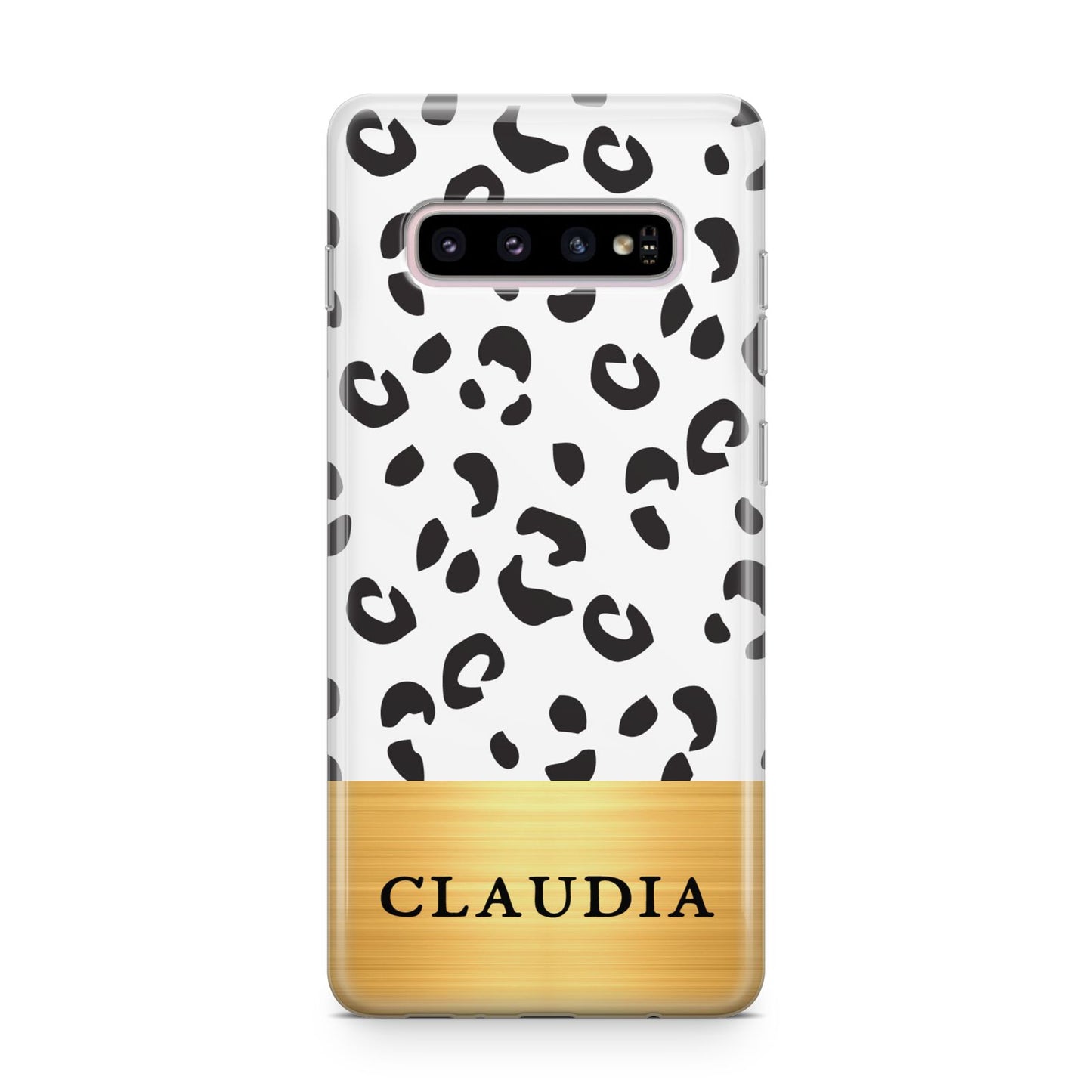 Personalised Animal Print Gold With Name Samsung Galaxy S10 Plus Case