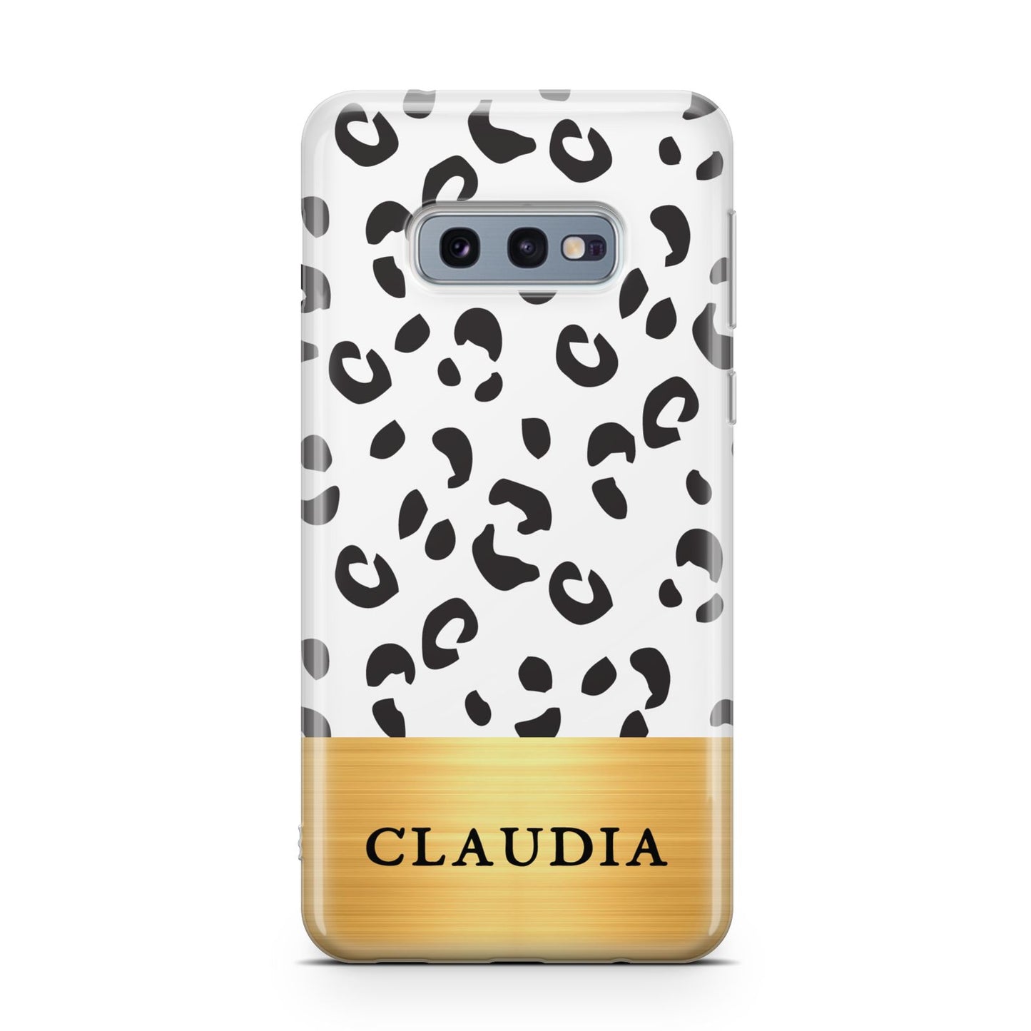 Personalised Animal Print Gold With Name Samsung Galaxy S10E Case