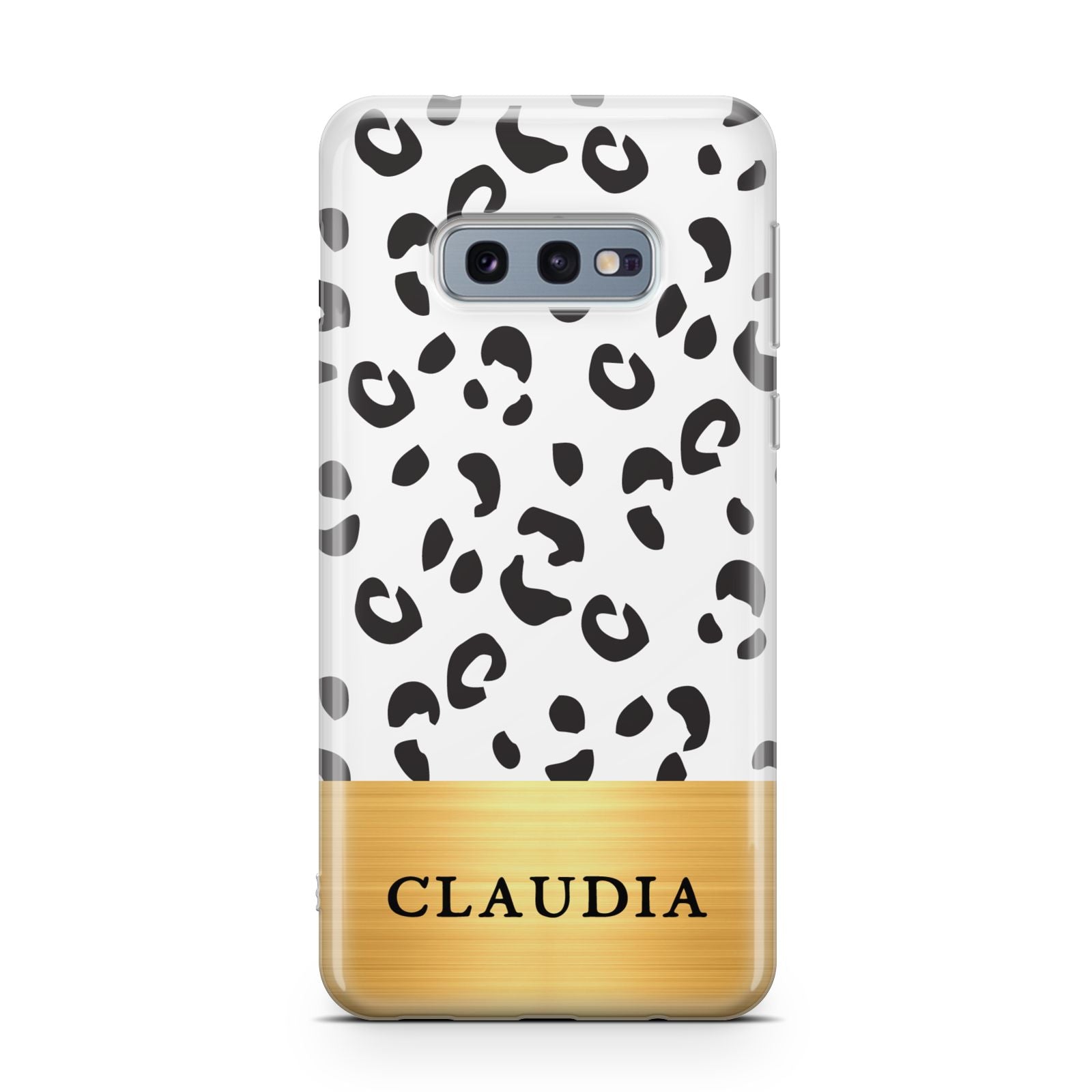 Personalised Animal Print Gold With Name Samsung Galaxy S10E Case