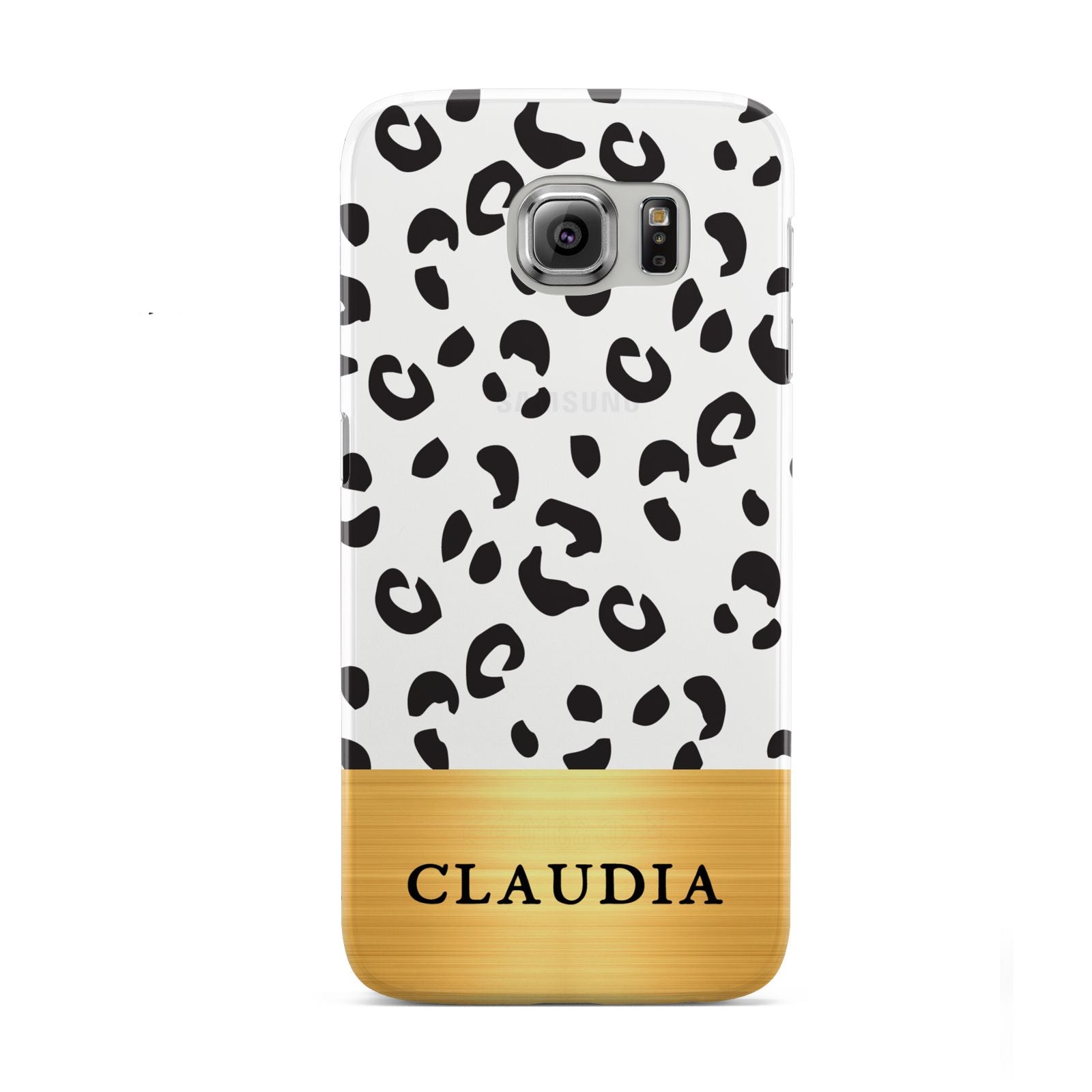 Personalised Animal Print Gold With Name Samsung Galaxy S6 Case