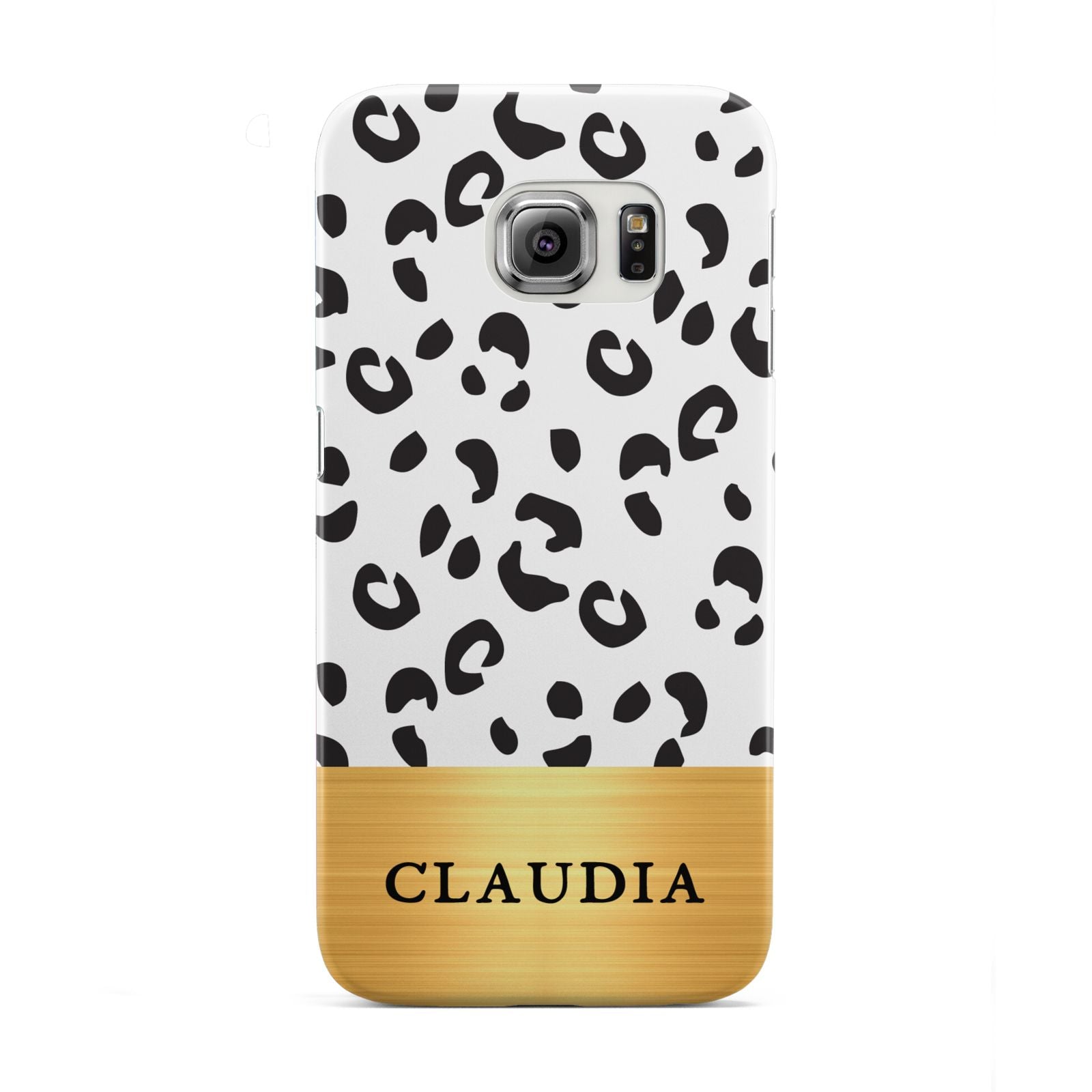 Personalised Animal Print Gold With Name Samsung Galaxy S6 Edge Case