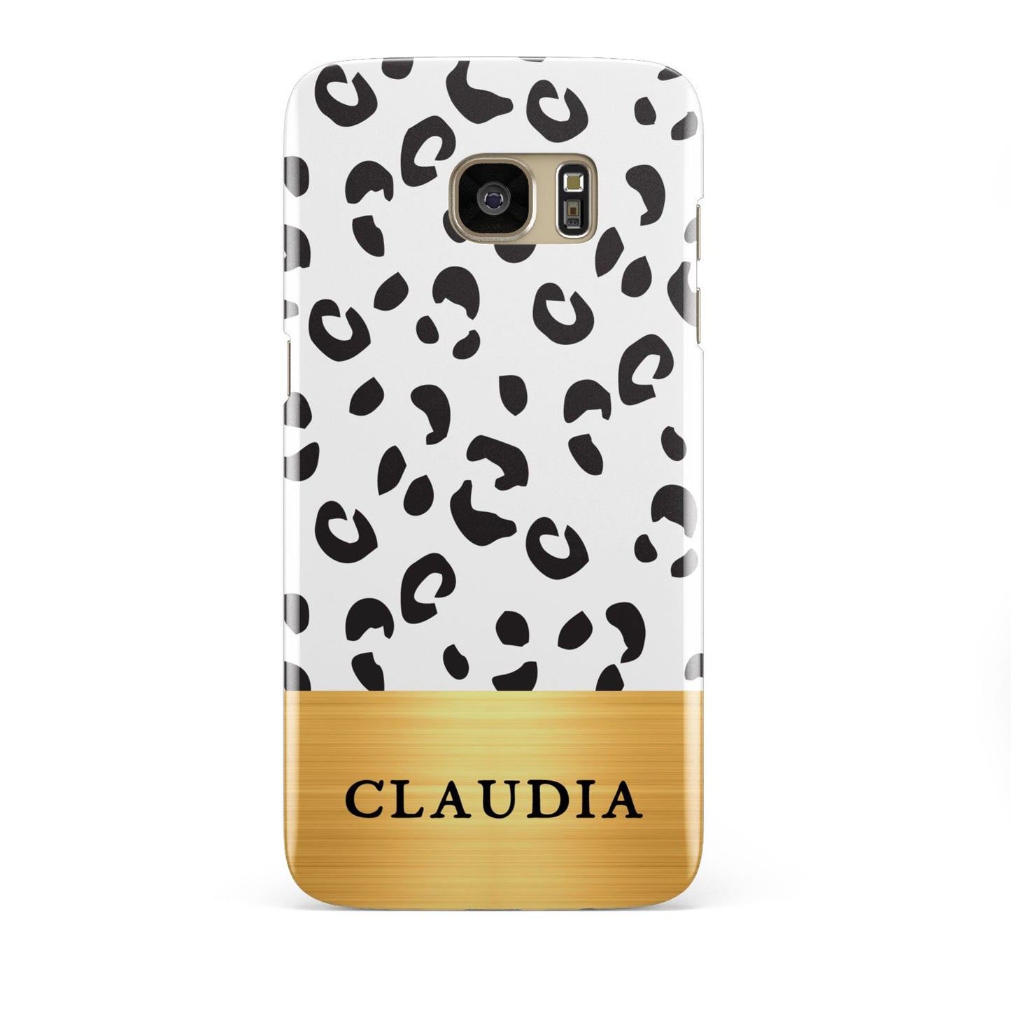 Personalised Animal Print Gold With Name Samsung Galaxy S7 Edge Case