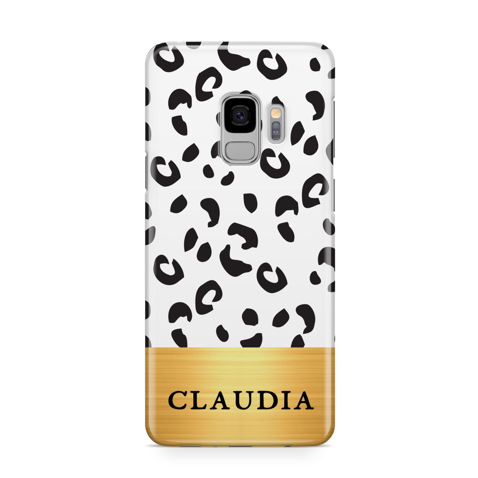 Personalised Animal Print Gold With Name Samsung Galaxy S9 Case