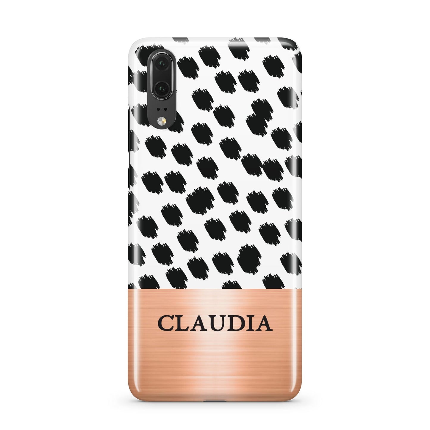 Personalised Animal Print Rose Gold Name Huawei P20 Phone Case