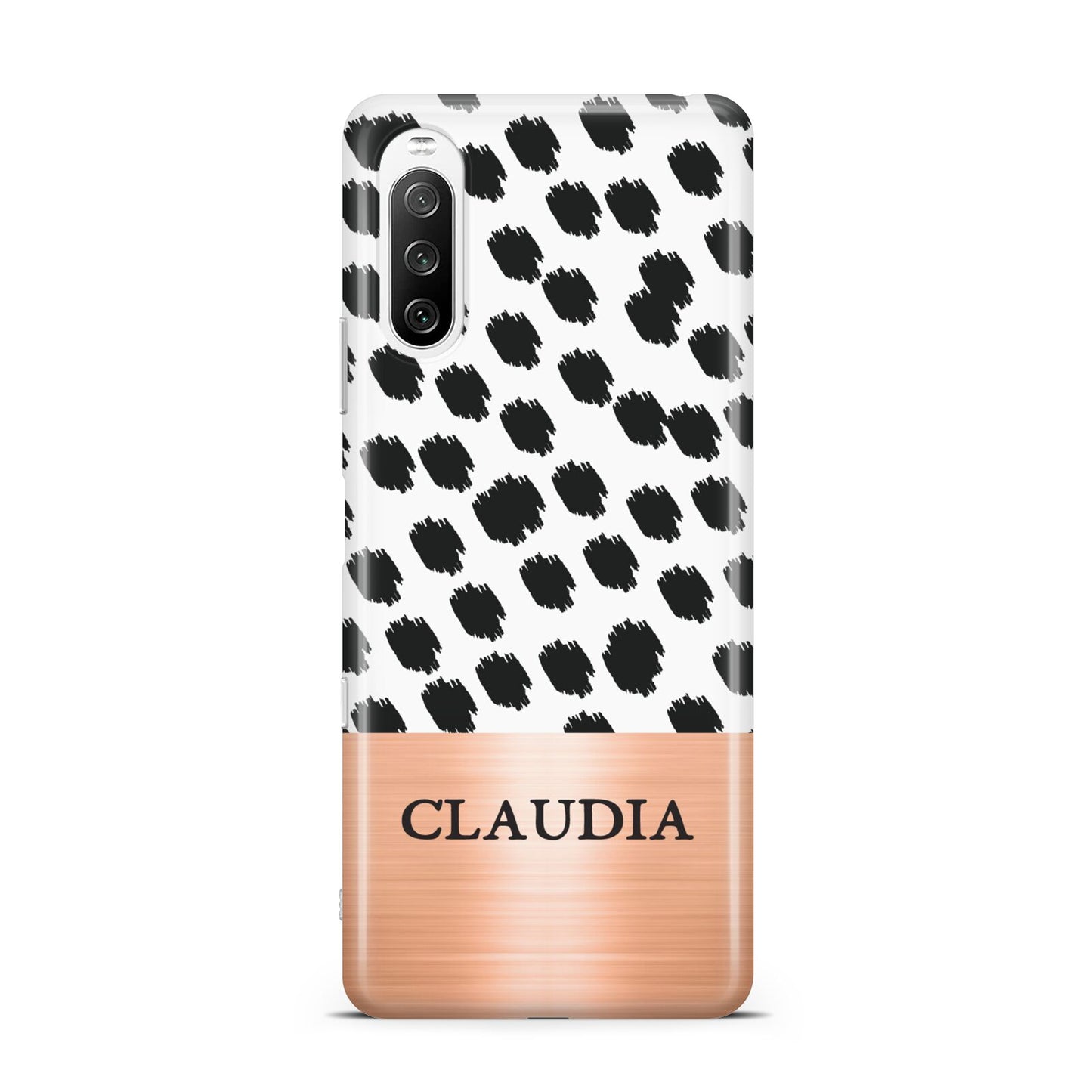 Personalised Animal Print Rose Gold Name Sony Xperia 10 III Case