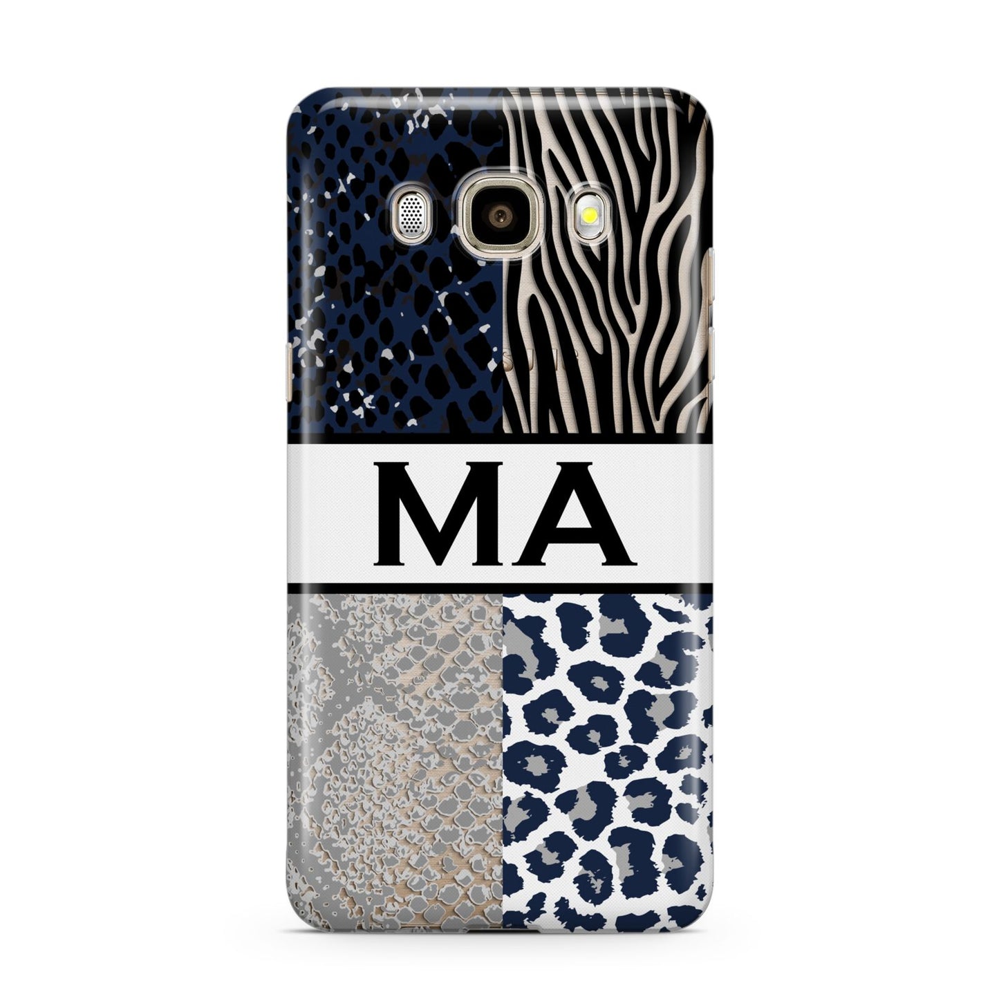 Personalised Animal Print Samsung Galaxy J7 2016 Case on gold phone