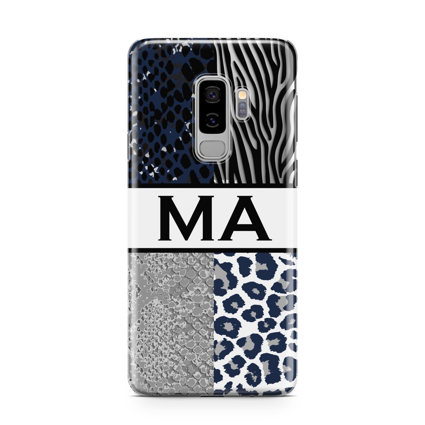 Personalised Animal Print Samsung Galaxy S9 Plus Case on Silver phone