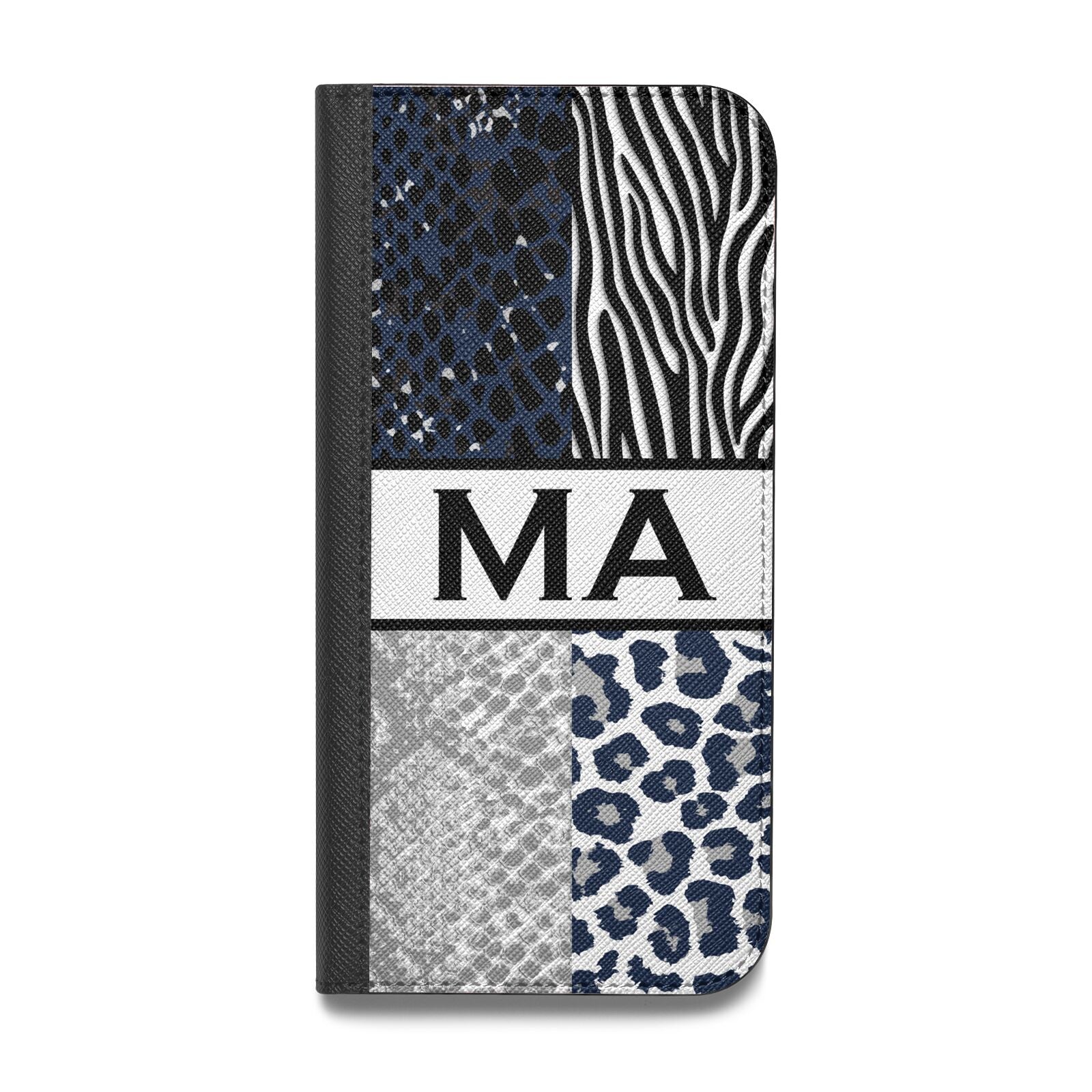 Personalised Animal Print Vegan Leather Flip iPhone Case