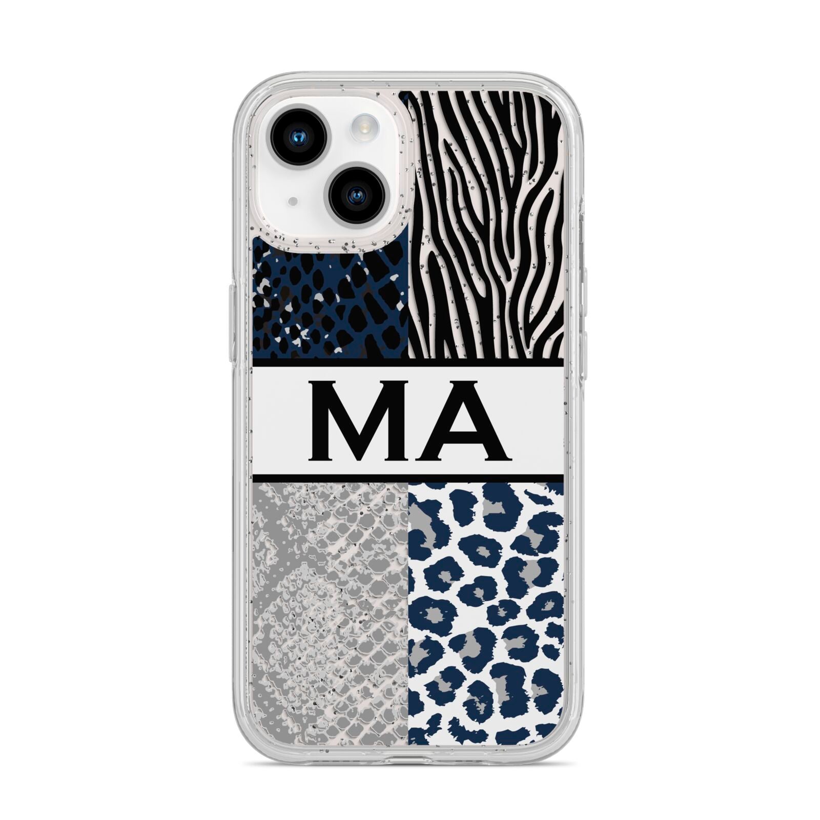 Personalised Animal Print iPhone 14 Glitter Tough Case Starlight