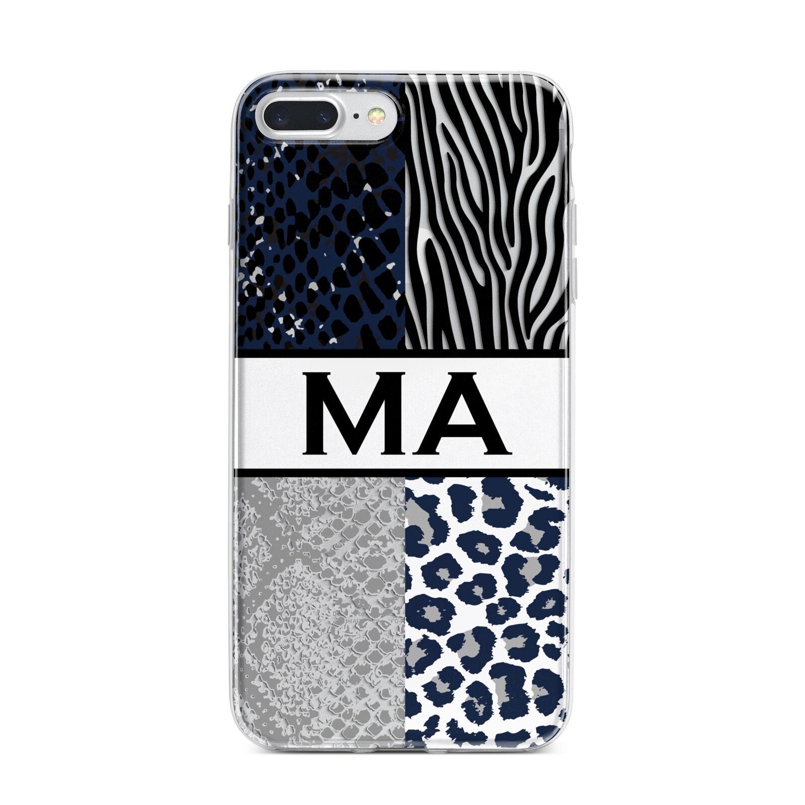 Personalised Animal Print iPhone 7 Plus Bumper Case on Silver iPhone