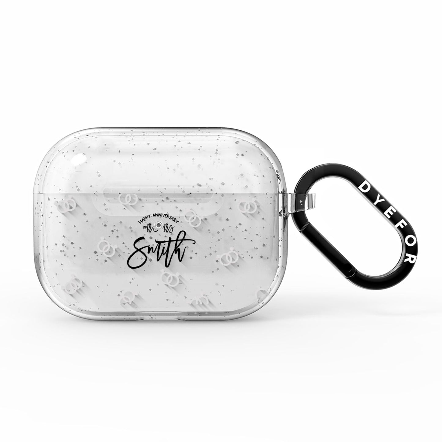 Personalised Anniversary Monochrome AirPods Pro Glitter Case