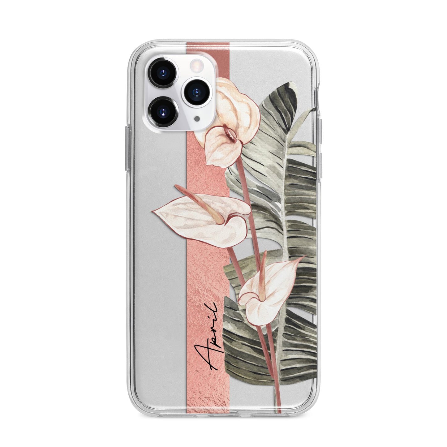 Personalised Anthurium Apple iPhone 11 Pro Max in Silver with Bumper Case