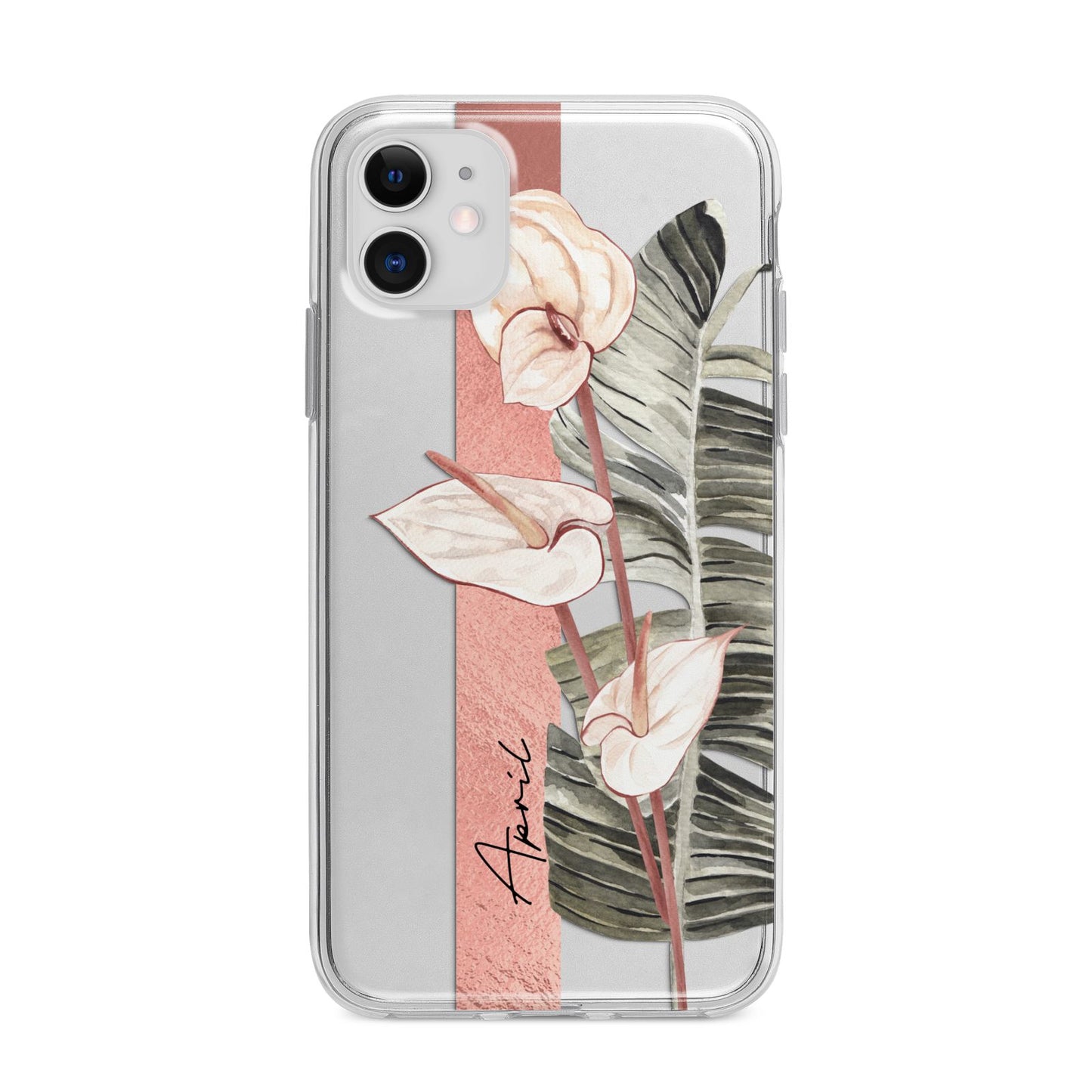 Personalised Anthurium Apple iPhone 11 in White with Bumper Case