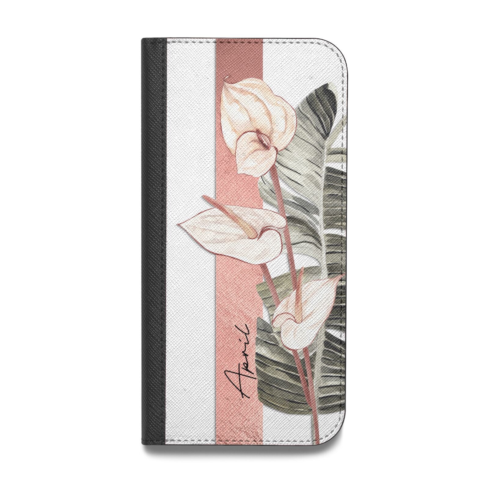 Personalised Anthurium Vegan Leather Flip iPhone Case