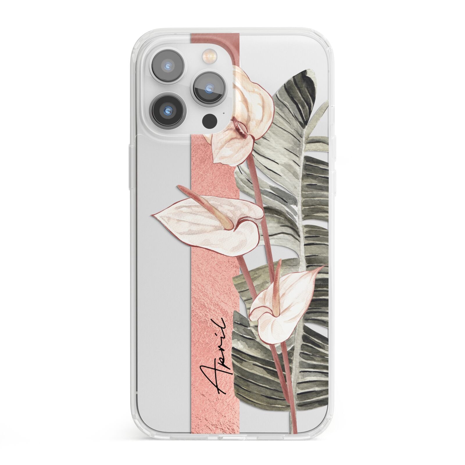 Personalised Anthurium iPhone 13 Pro Max Clear Bumper Case