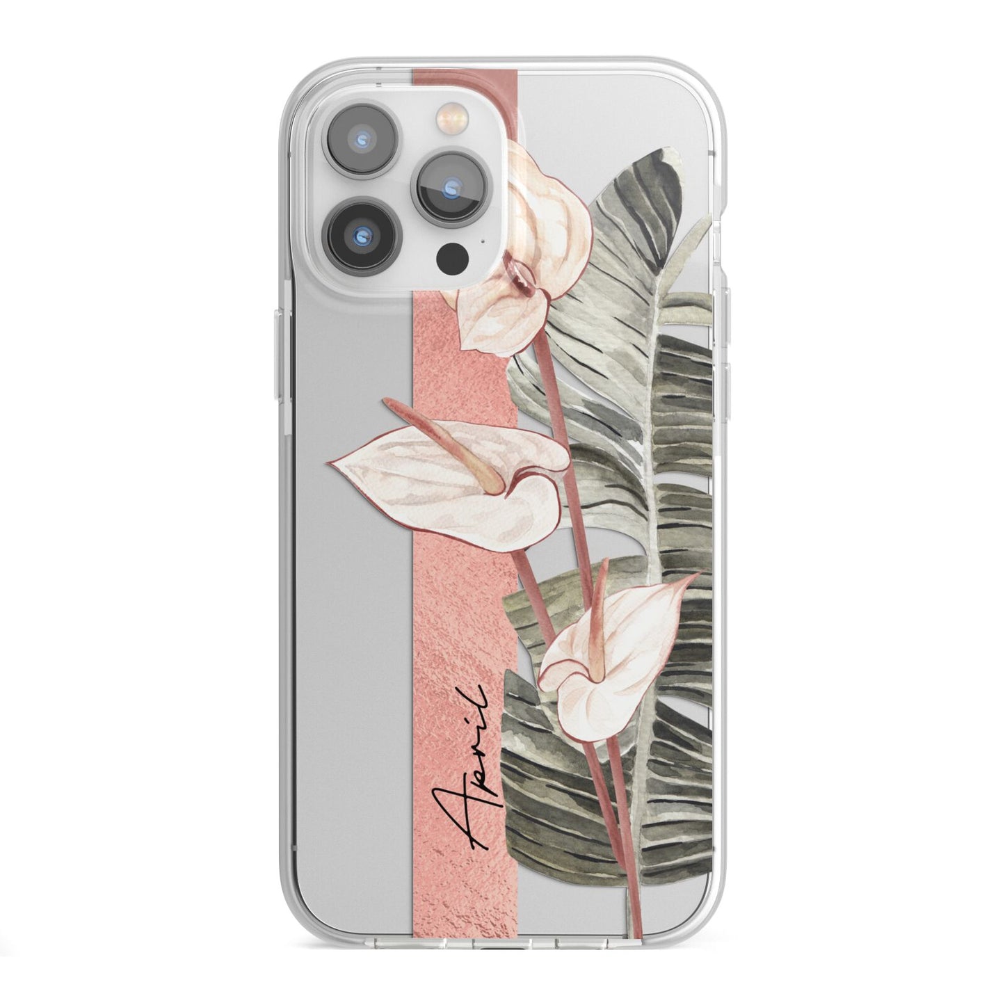 Personalised Anthurium iPhone 13 Pro Max TPU Impact Case with White Edges