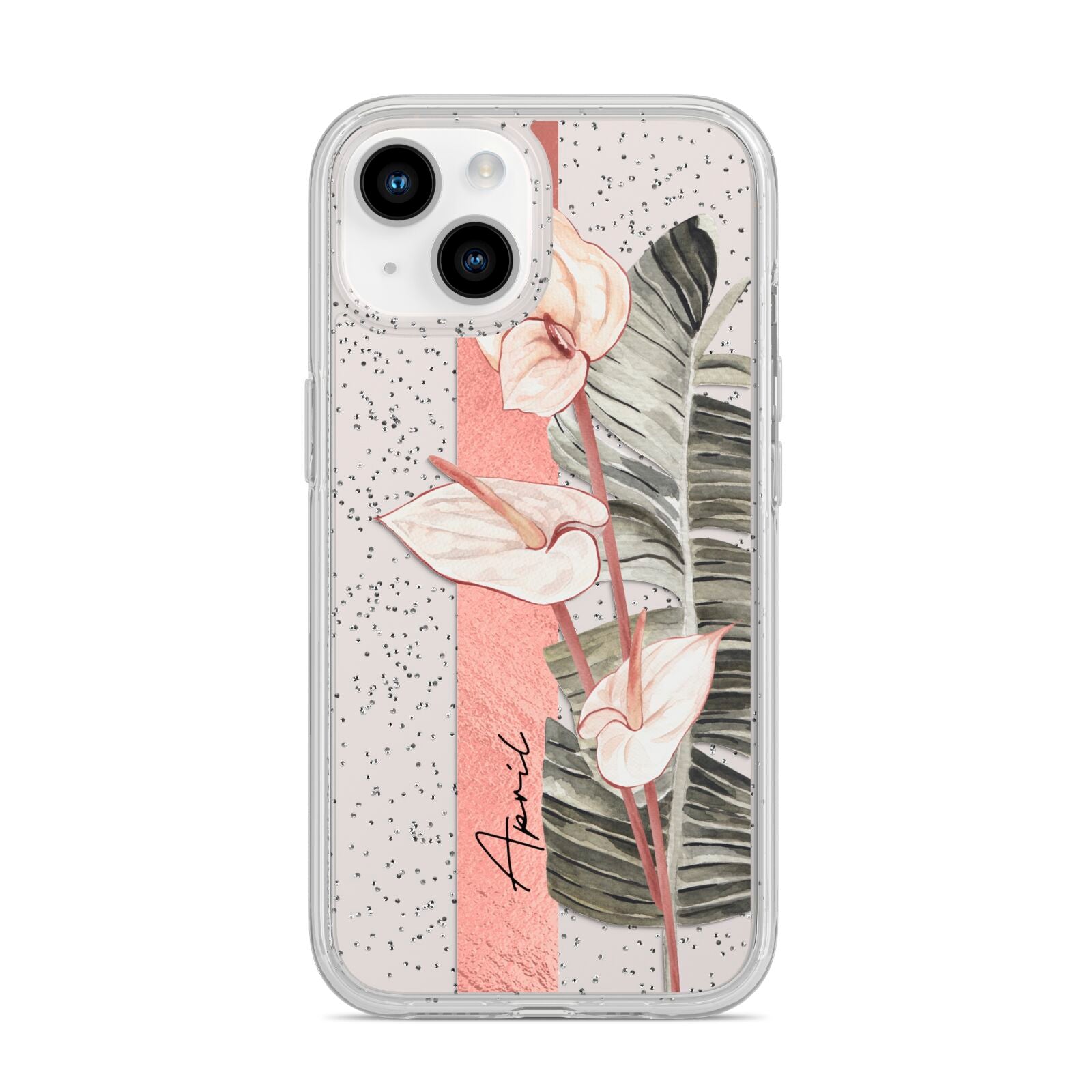 Personalised Anthurium iPhone 14 Glitter Tough Case Starlight