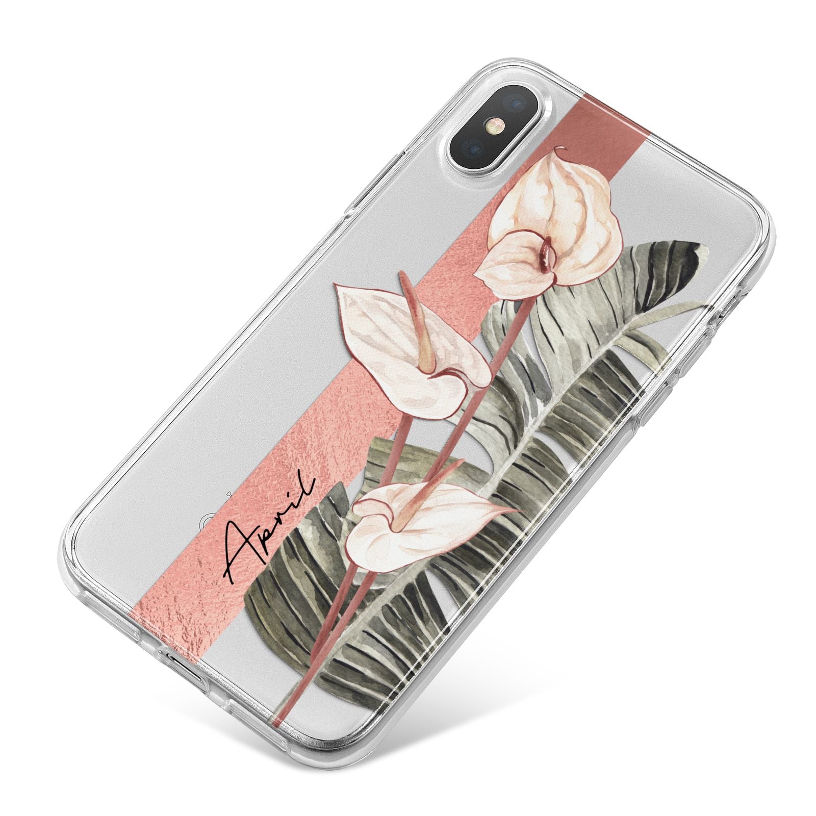 Personalised Anthurium iPhone X Bumper Case on Silver iPhone