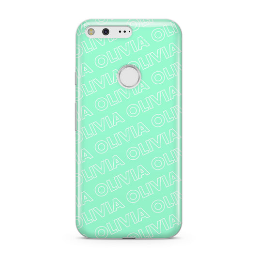 Personalised Aqua Diagonal Name Google Pixel Case