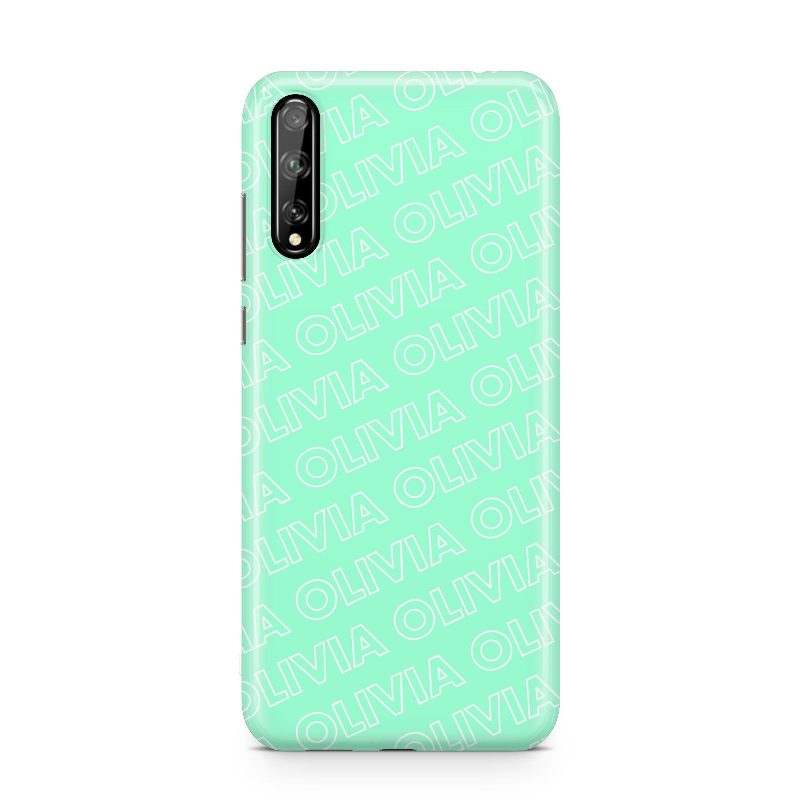 Personalised Aqua Diagonal Name Huawei Enjoy 10s Phone Case