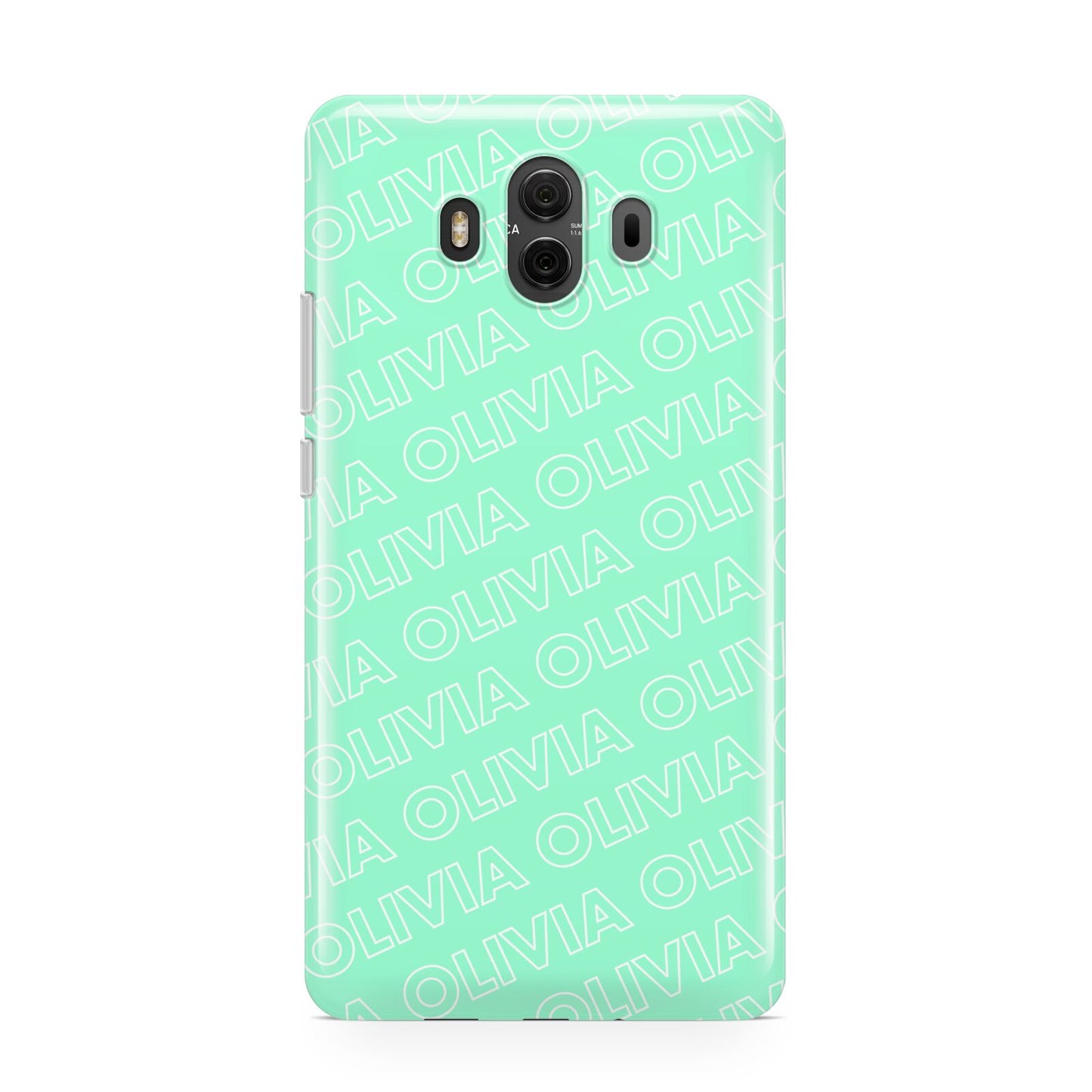 Personalised Aqua Diagonal Name Huawei Mate 10 Protective Phone Case