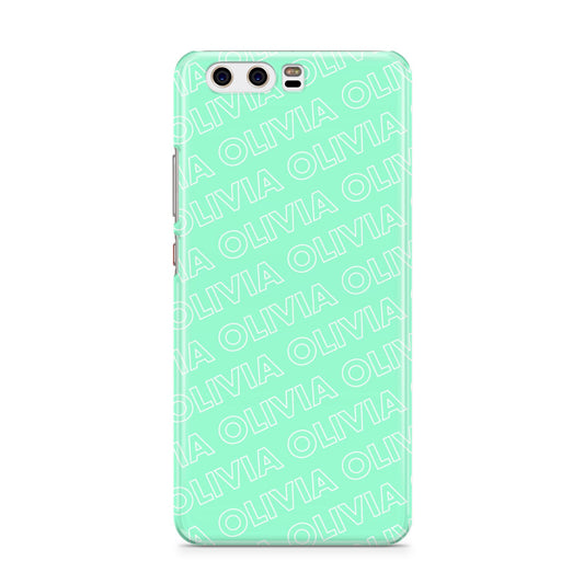 Personalised Aqua Diagonal Name Huawei P10 Phone Case