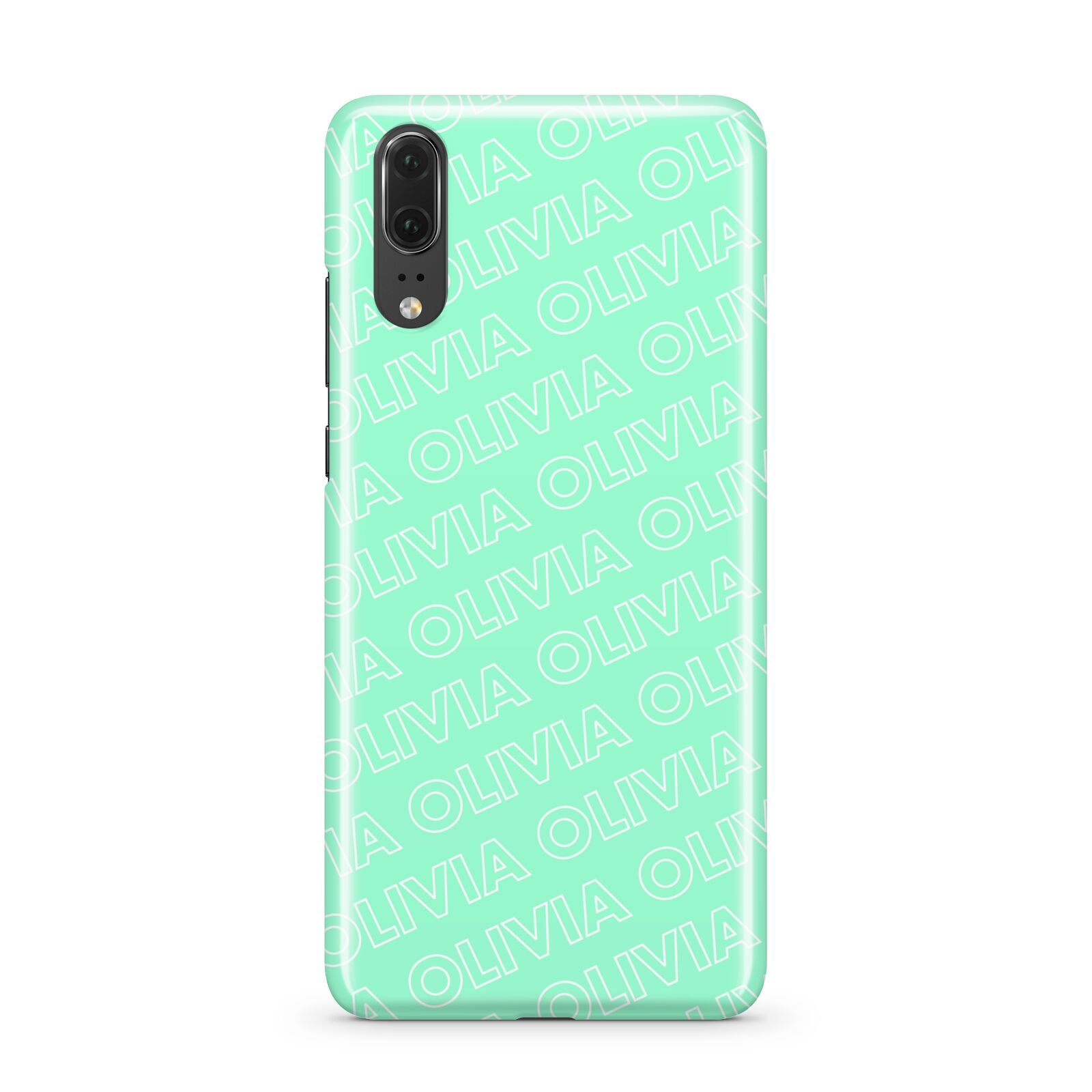 Personalised Aqua Diagonal Name Huawei P20 Phone Case