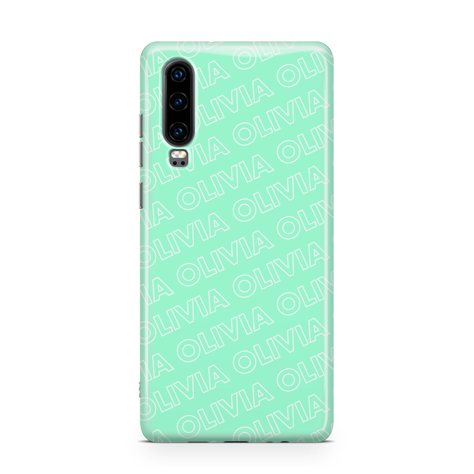 Personalised Aqua Diagonal Name Huawei P30 Phone Case