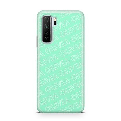 Personalised Aqua Diagonal Name Huawei P40 Lite 5G Phone Case