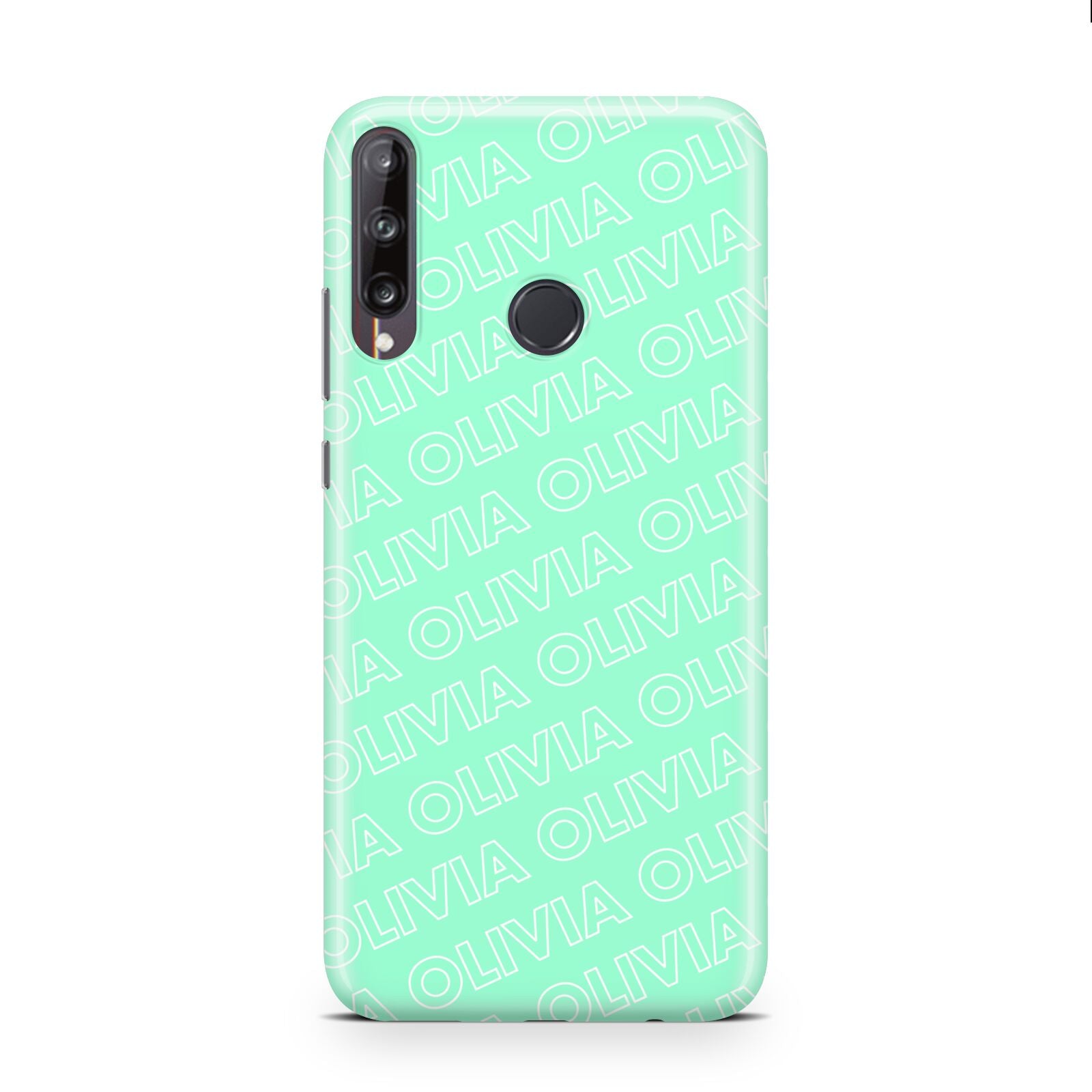 Personalised Aqua Diagonal Name Huawei P40 Lite E Phone Case