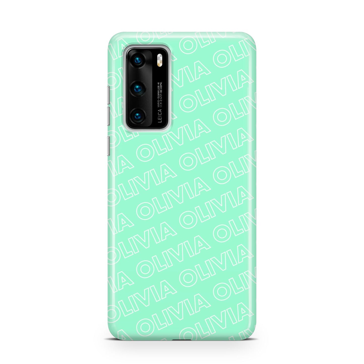 Personalised Aqua Diagonal Name Huawei P40 Phone Case