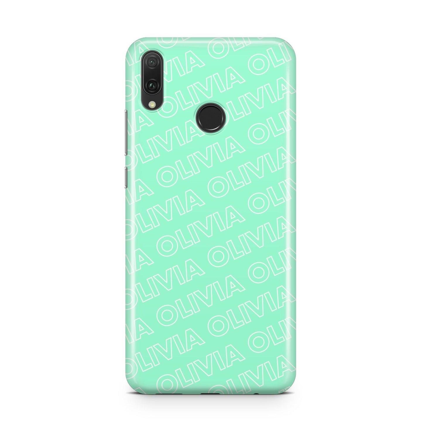 Personalised Aqua Diagonal Name Huawei Y9 2019