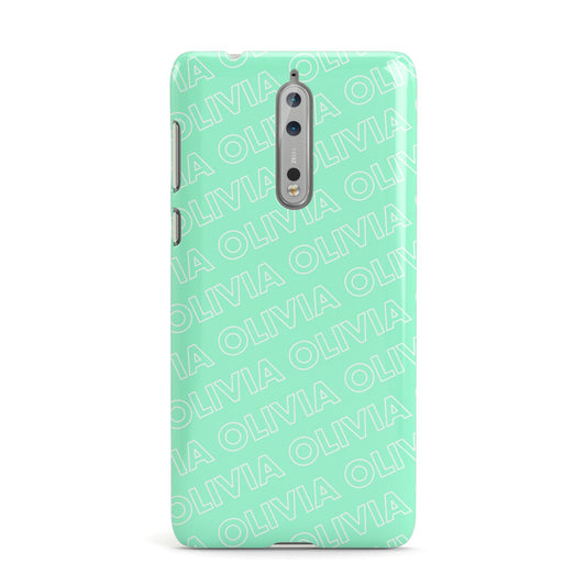 Personalised Aqua Diagonal Name Nokia Case