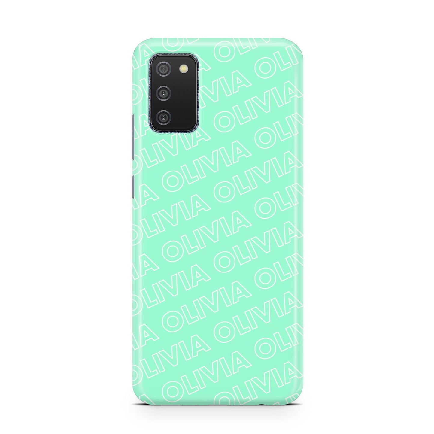 Personalised Aqua Diagonal Name Samsung A02s Case