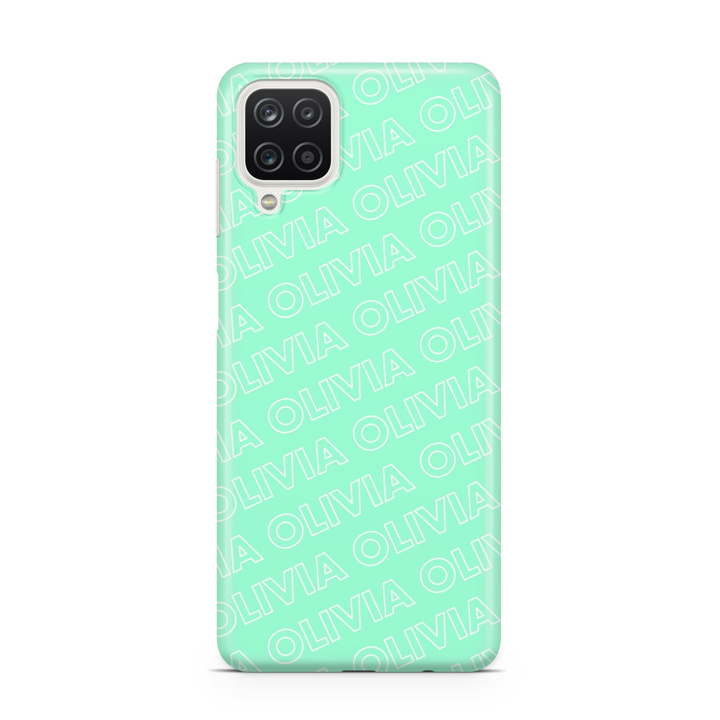 Personalised Aqua Diagonal Name Samsung A12 Case