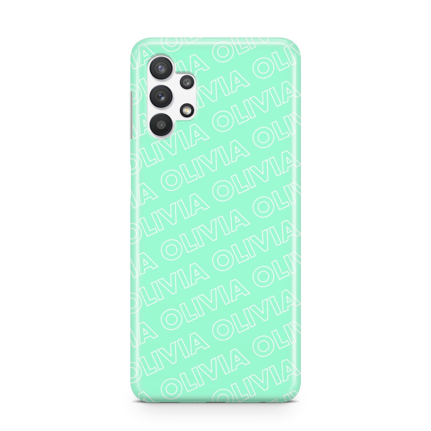 Personalised Aqua Diagonal Name Samsung A32 5G Case