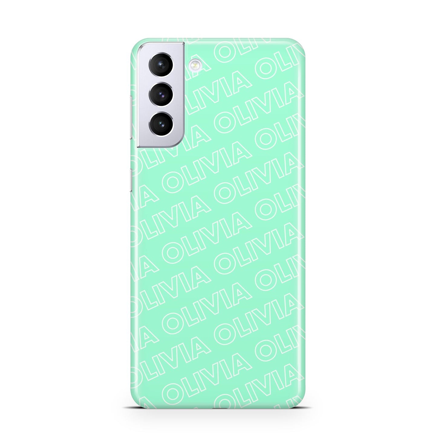 Personalised Aqua Diagonal Name Samsung S21 Plus Case