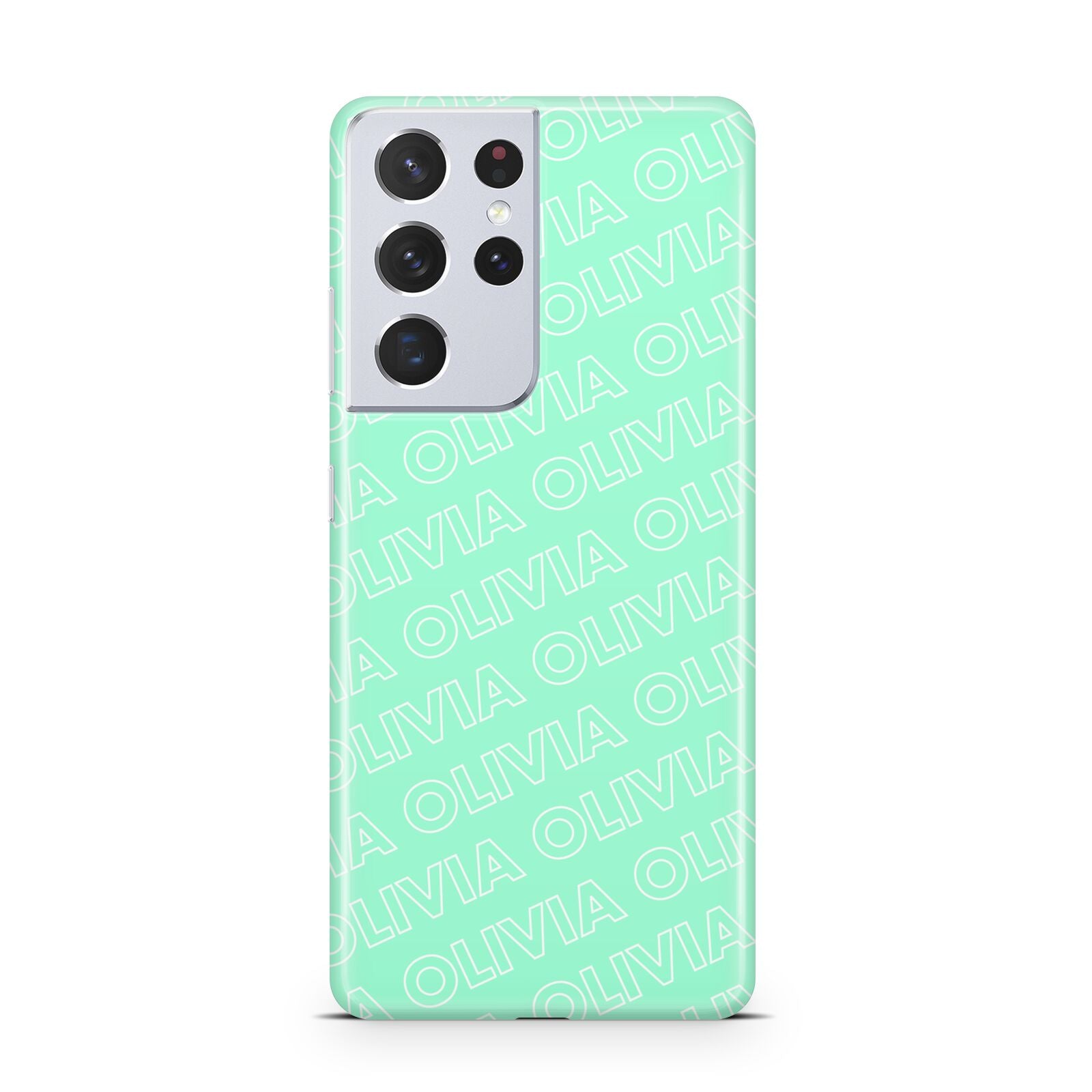 Personalised Aqua Diagonal Name Samsung S21 Ultra Case