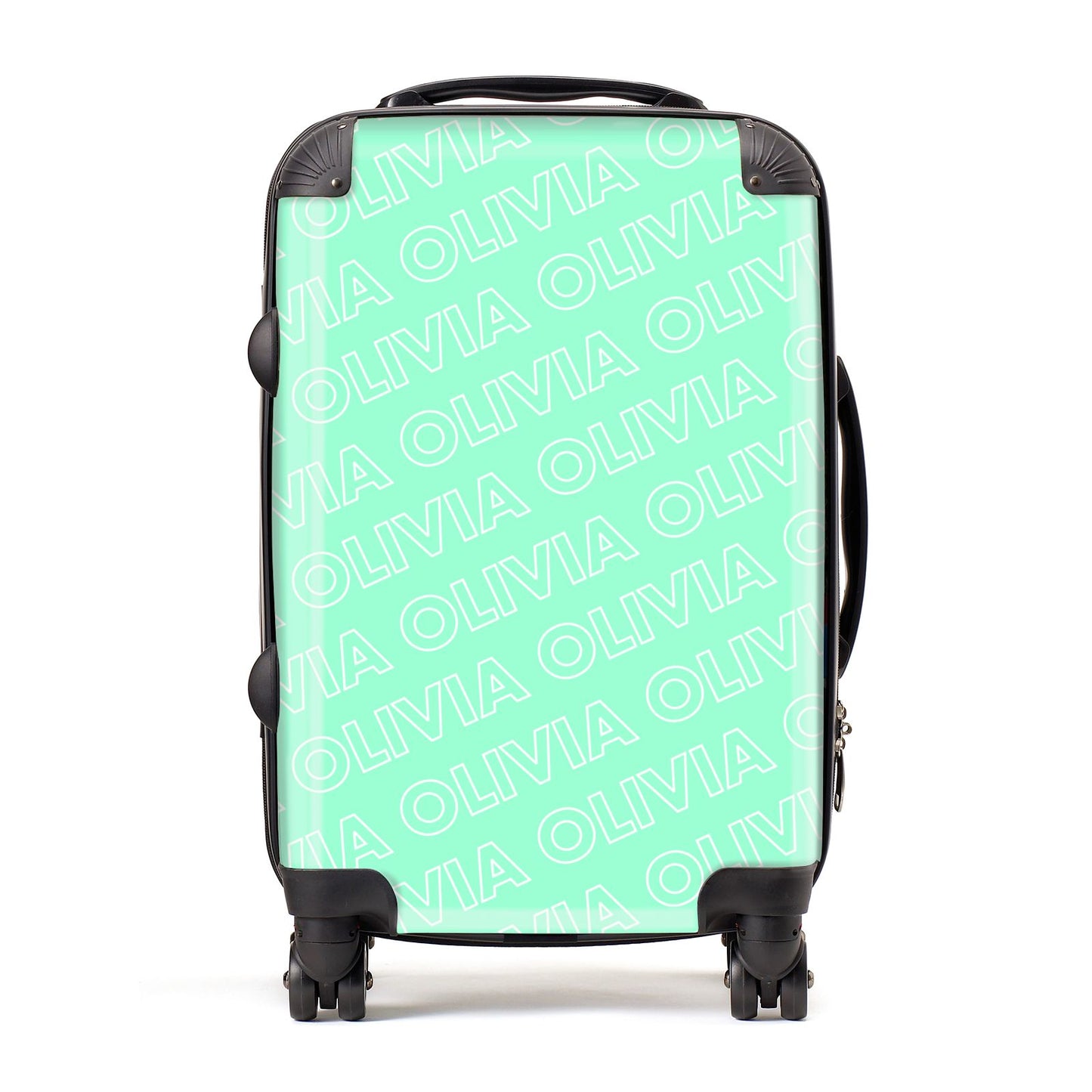 Personalised Aqua Diagonal Name Suitcase