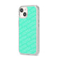 Personalised Aqua Diagonal Name iPhone 14 Clear Tough Case Starlight Angled Image