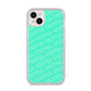 Personalised Aqua Diagonal Name iPhone 14 Plus Clear Tough Case Starlight
