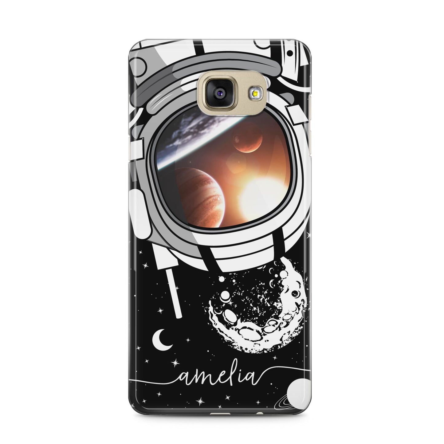 Personalised Astronaut in Space Name Samsung Galaxy A5 2016 Case on gold phone