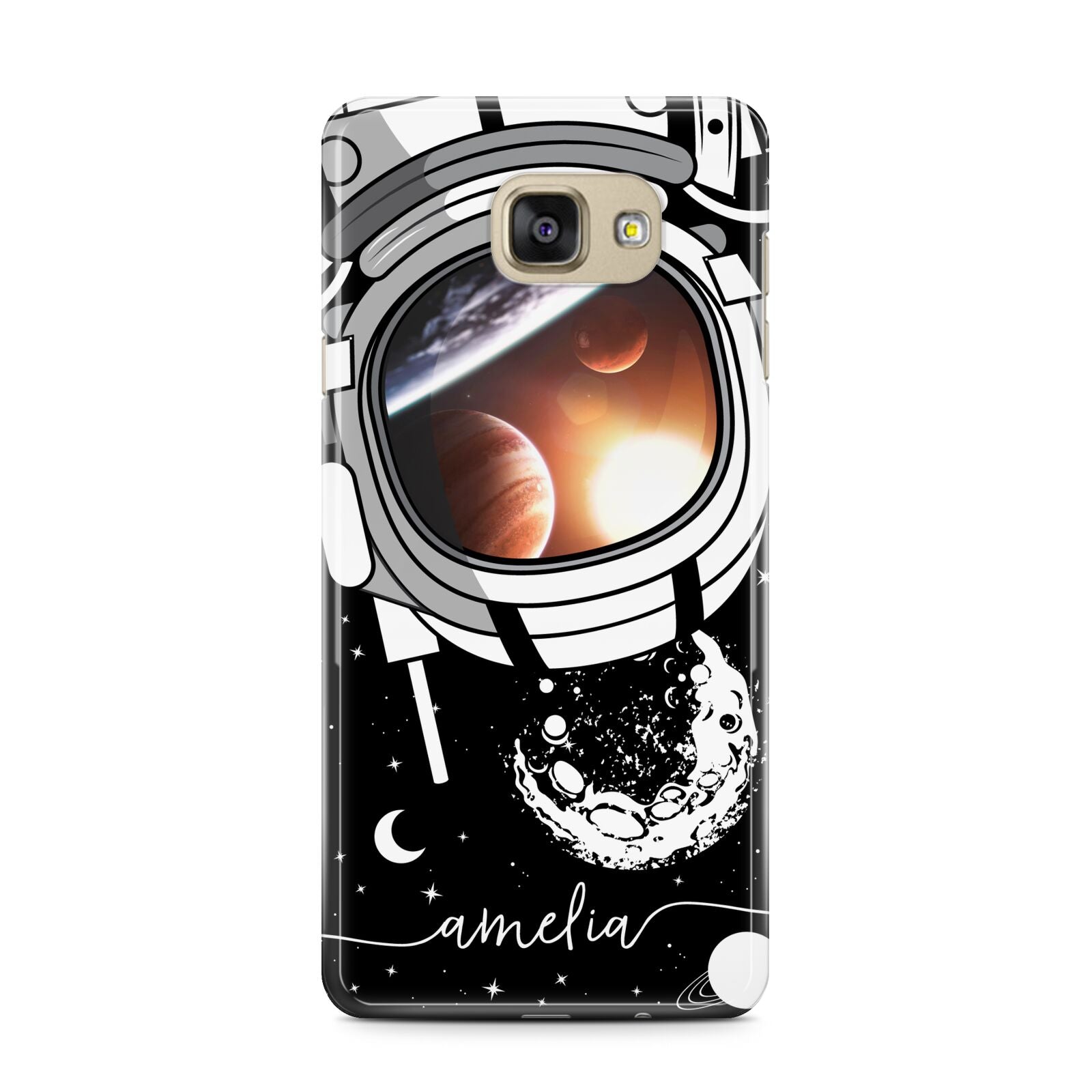 Personalised Astronaut in Space Name Samsung Galaxy A7 2016 Case on gold phone
