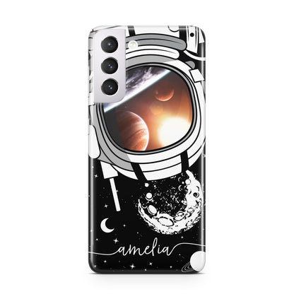 Personalised Astronaut in Space Name Samsung S21 Case