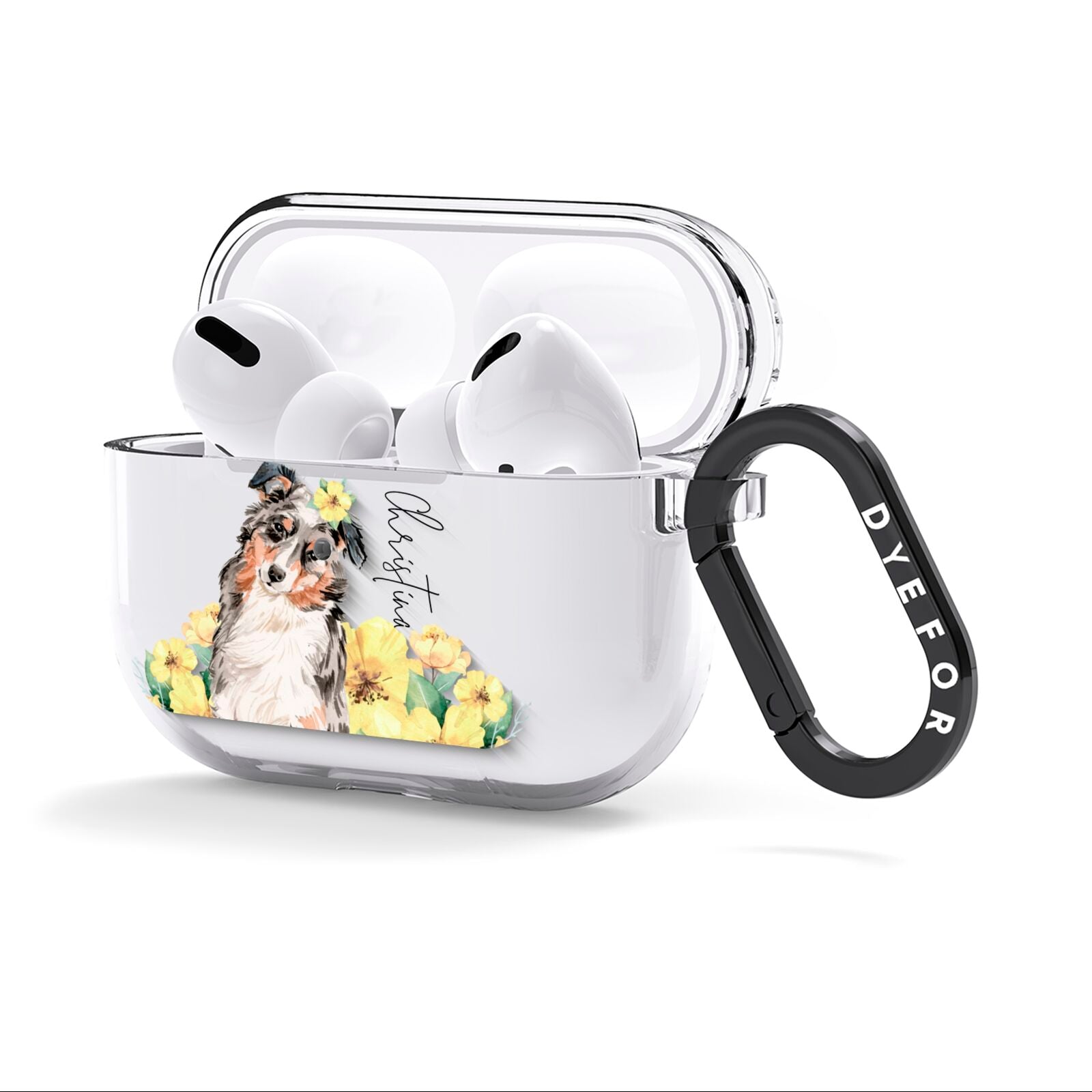 Personalised Australian Shepherd AirPods Clear Case 3rd Gen Side Image