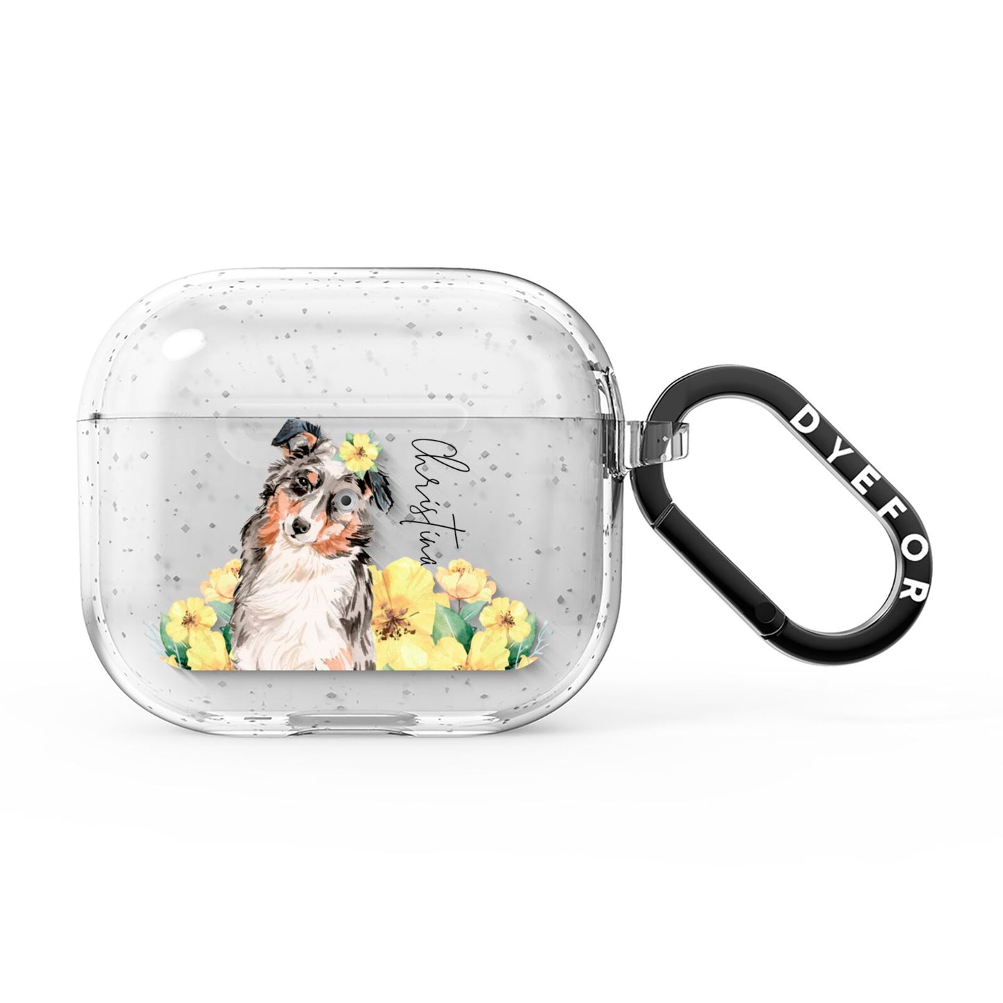 Personalised Australian Shepherd AirPods Glitter Case 3rd Gen