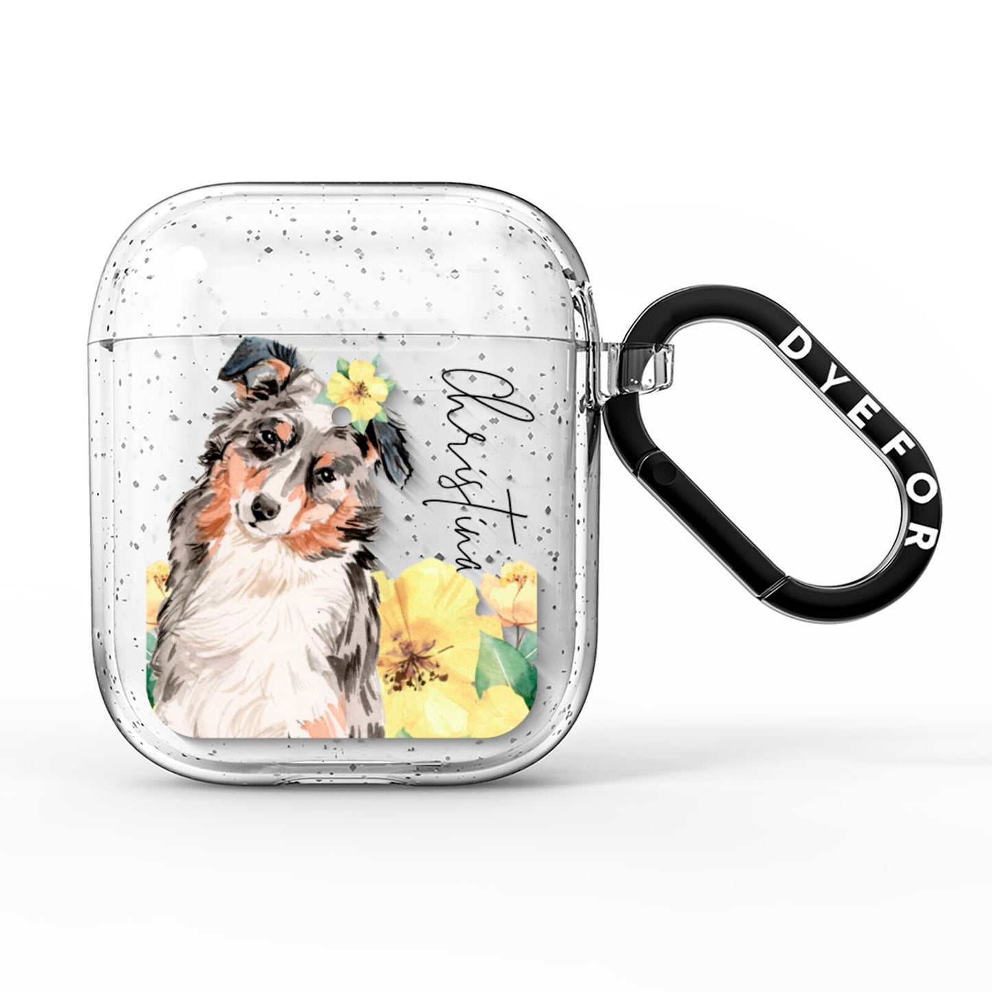 Personalised Australian Shepherd AirPods Glitter Case