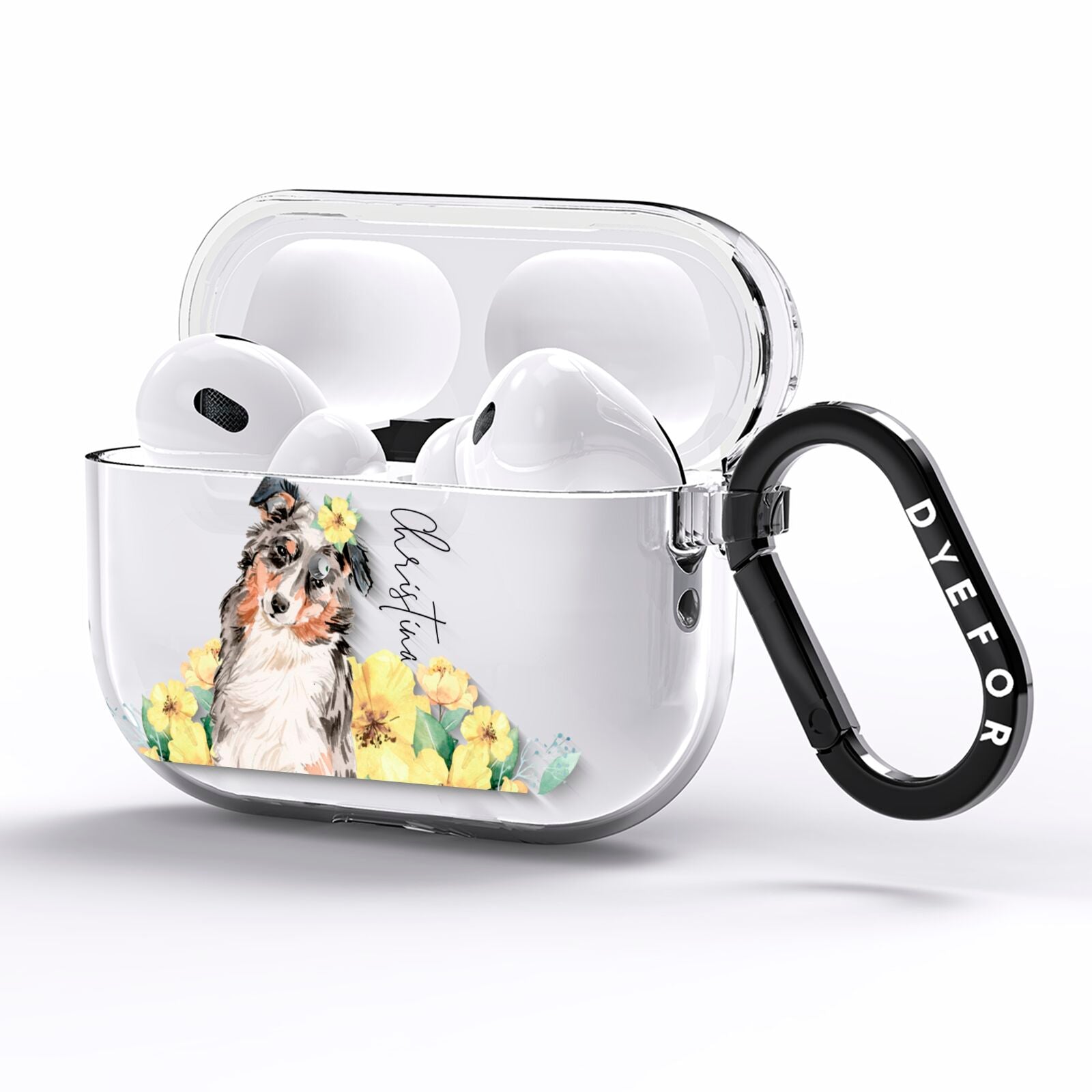 Personalised Australian Shepherd AirPods Pro Clear Case Side Image